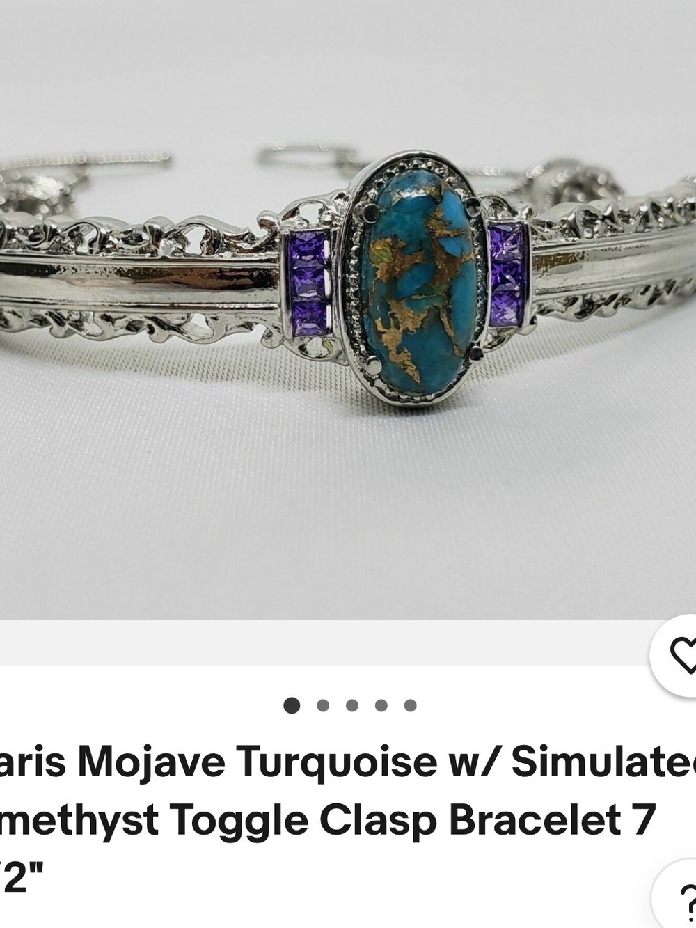 Turquoise & Purple Stone Silver-Tone Bracelet